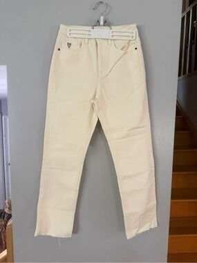 Desigual Denim Davinia Straight Cropped Jeans Off White Cream Hearts 38/26US